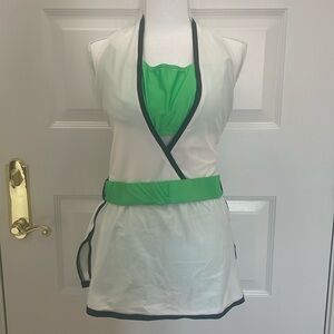 Handmade Green & White Two Piece Dance Costume. Small